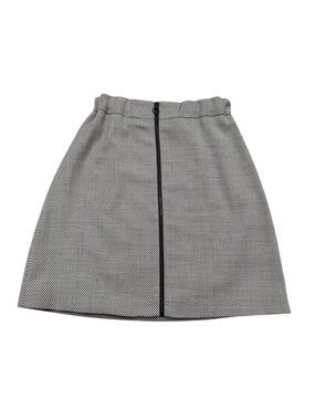 Karen Millen Textured Black and White A-Line Skirt with Front Zipper - Size 6